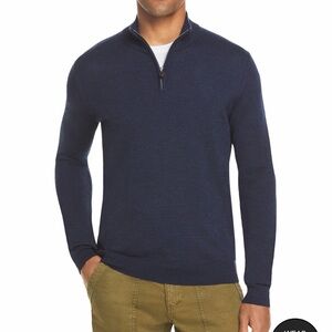 Bloomingdale’s Merino Wool Half Zip Blue Heathered Men’s XL Sweater